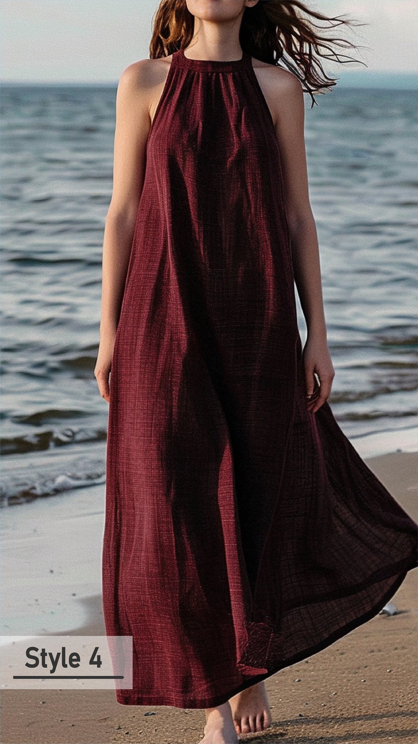 Customizable Linen Maxi Dress for Women | Breathable and Elegant Summer Dress | Sleeveless Minimalist Style, Personalization | SKU.013