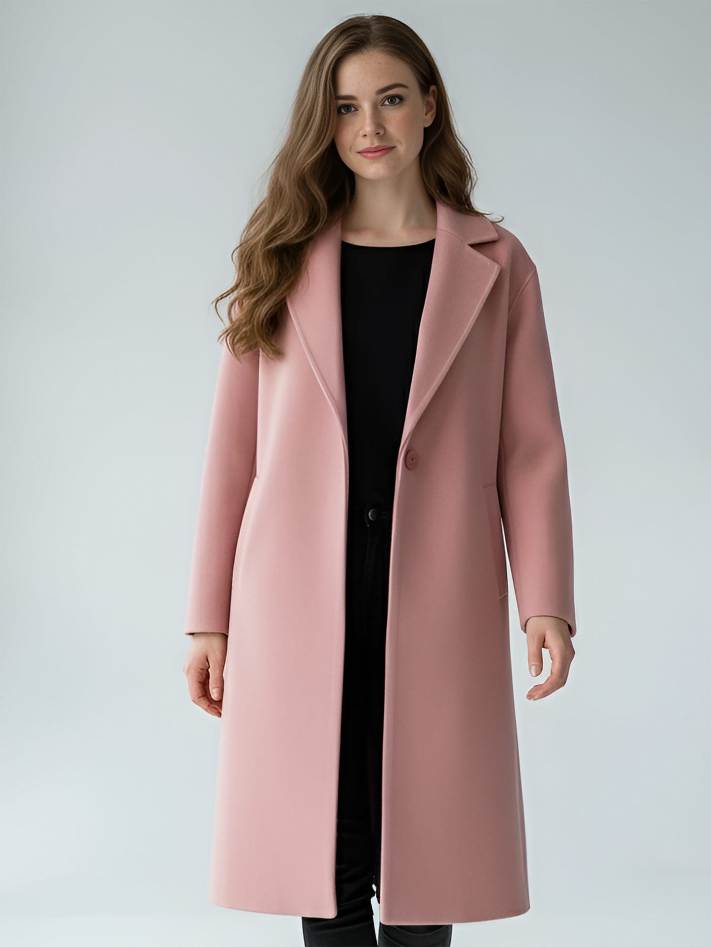 Blush Wool Overcoat – Chic Tailored Long Coat with Minimalist Silhouette | 25T35T5M