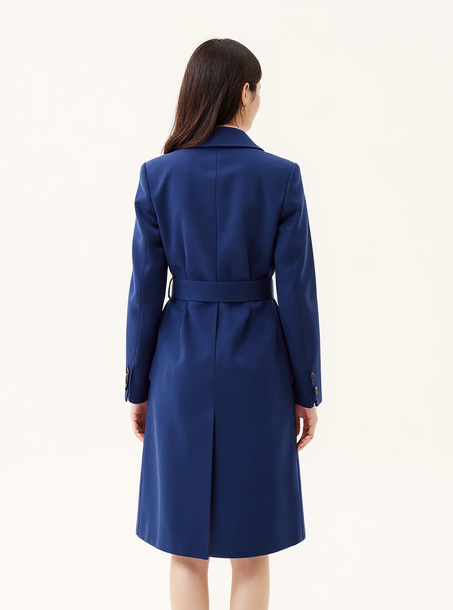 Royal Blue Wool Blend Trench Coat – Chic Belted Outerwear with Notched Lapels | 25T35T5B