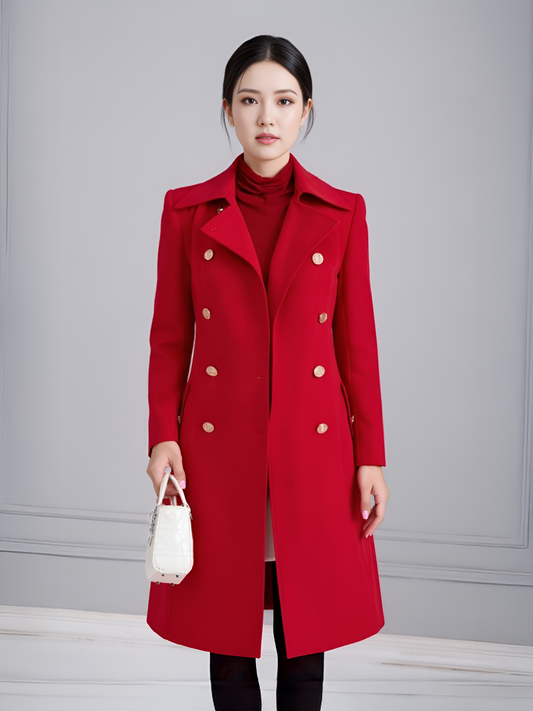 Cream Wool-Blend Blazer Dress – Chic Tailored Design with Gold Button Accents | 25T35T4E