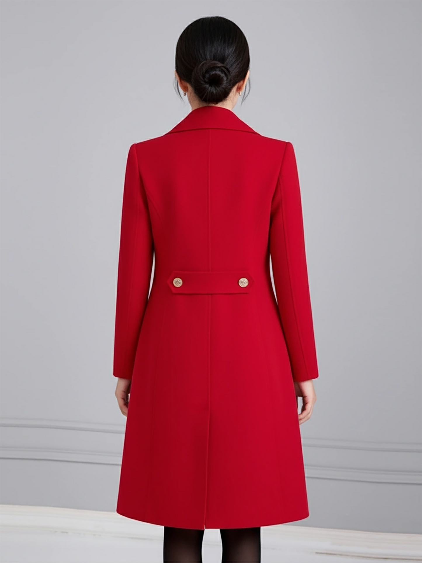 Cream Wool-Blend Blazer Dress – Chic Tailored Design with Gold Button Accents | 25T35T4E