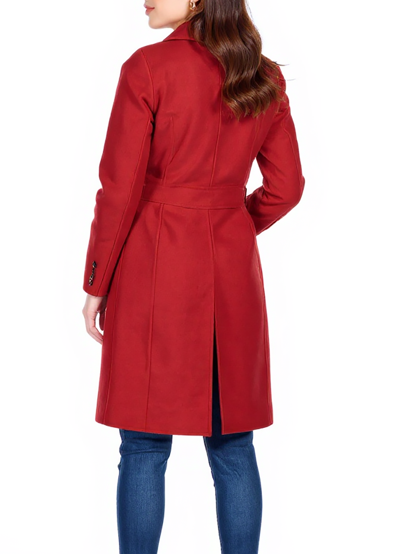 Chic Red Wool Blend Overcoat – Winter Essential Tailored Fit with Classic Notch Collar | 25T35T5Q
