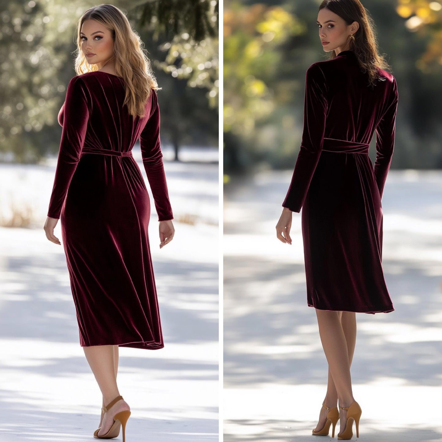 Chianti Velvet Long Wrap - Vintage Style Bridal and Bridesmaids Robe - Luxurious Women's Velvet and Velour Wrap for Weddings