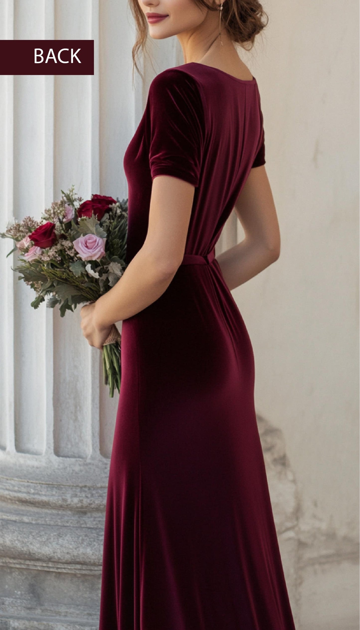 Velvet Bridesmaid Dress | Elegant Red Maxi Gown, Formal with Slit