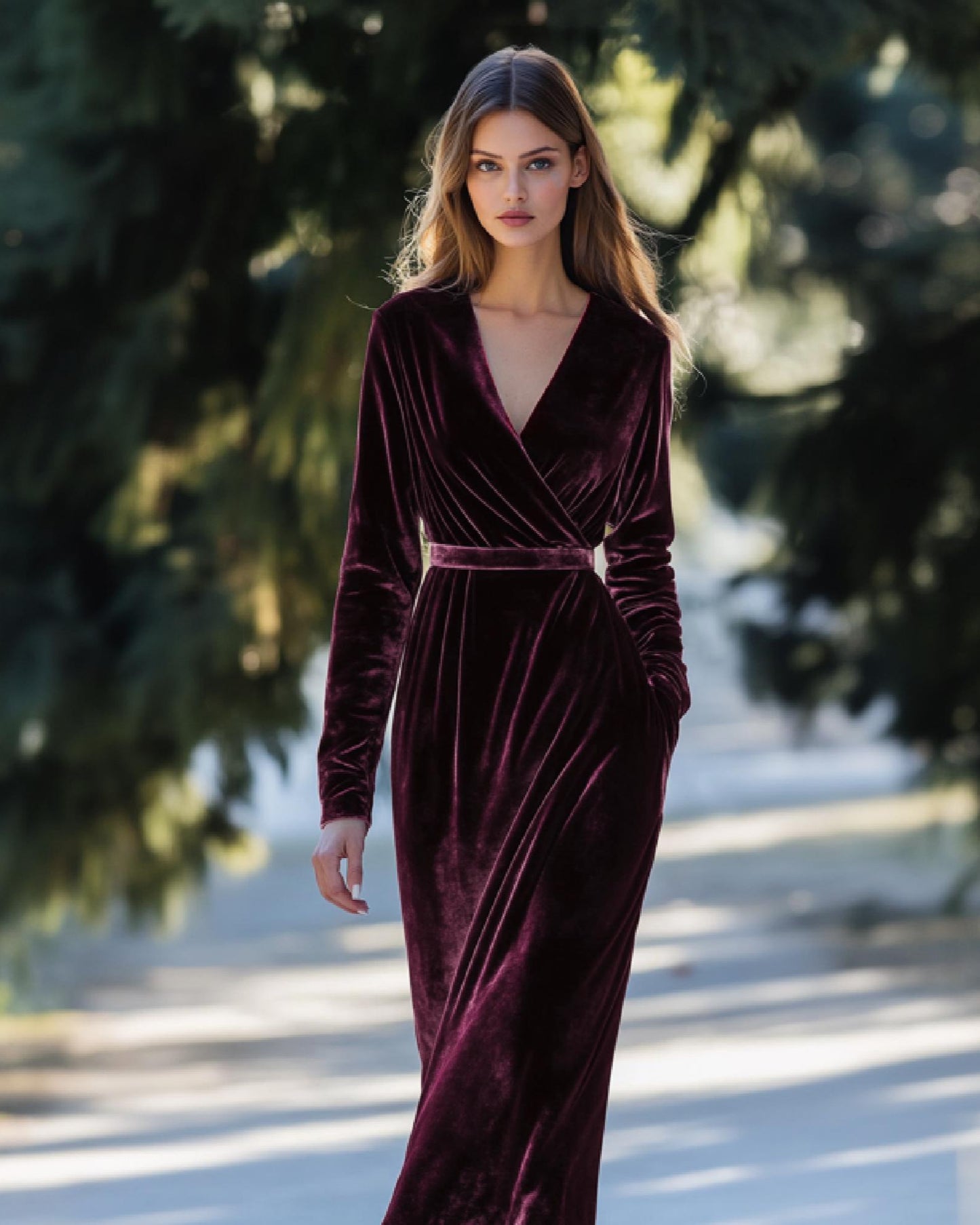 Chianti Velvet Long Wrap - Vintage Style Bridal and Bridesmaids Robe - Luxurious Women's Velvet and Velour Wrap for Weddings