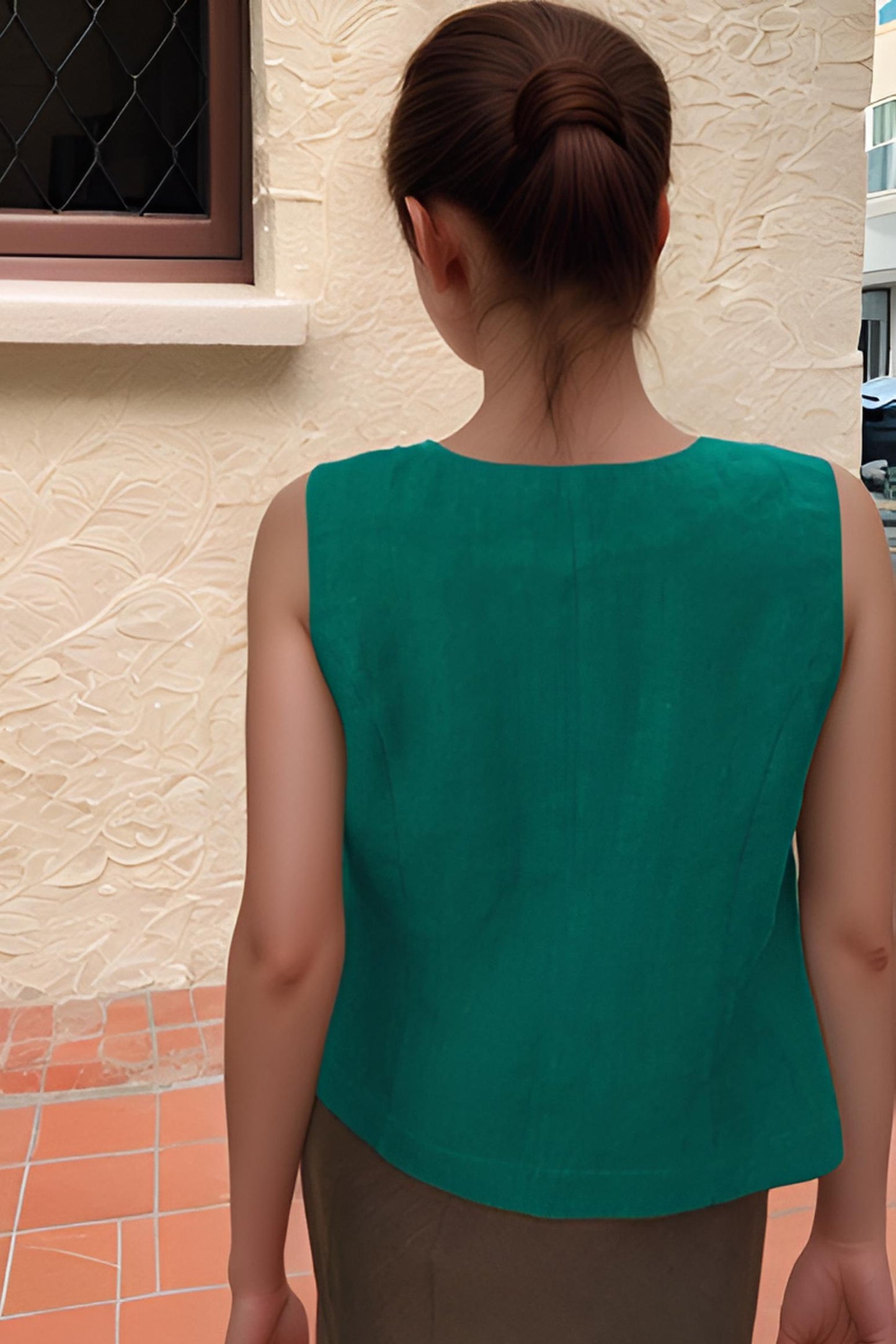 Linen Button-Down Vest - Sleeveless Casual Top - Handmade Sustainable Fashion | SKU.25T10T2F