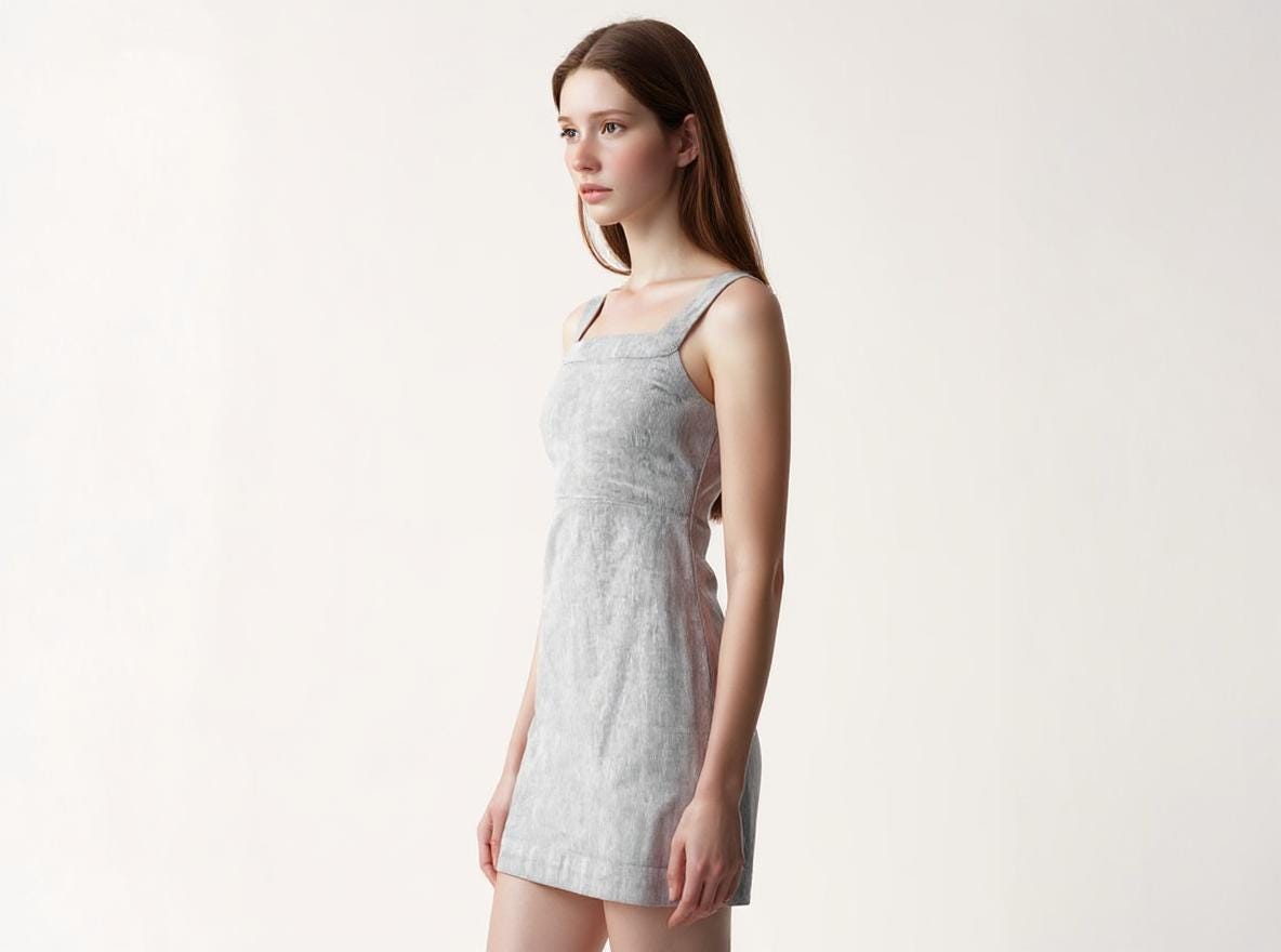 Custom Linen Mini Dress – Elastic Linen Short Dress with Square Neckline, Summer Casual Fit, Made to Order | SKU.25T15T5N